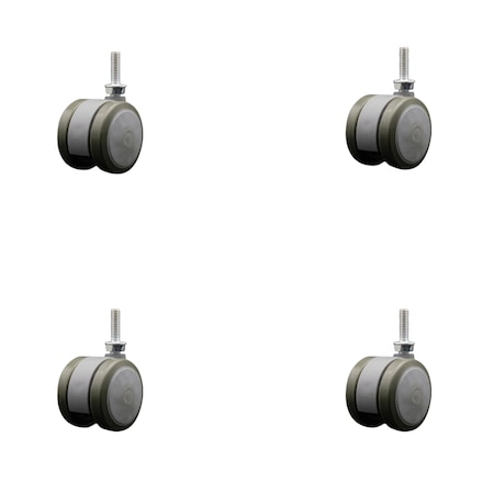 Service Caster 2'' Gray Floor Safe Twin Wheel Casters 5/16 Threaded Stem , 4PK SCC-TS02S50-TPR-GRY-5161810-4